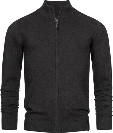 Чоловічий кардиган Indicode з V-подібним вирізом та стоячим коміром, 80% бавовна, великий розмір XL, сірий мікс