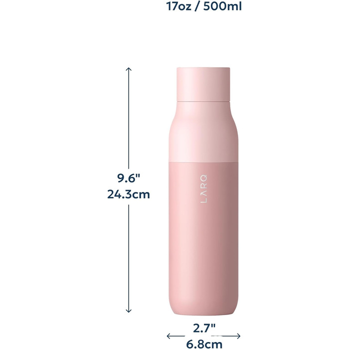 Пляшка для води LARQ PureVis 740 мл: самоочисна, нержавіюча сталь, UV-C, зберігає температуру, BPA-free, гімалайський рожевий
