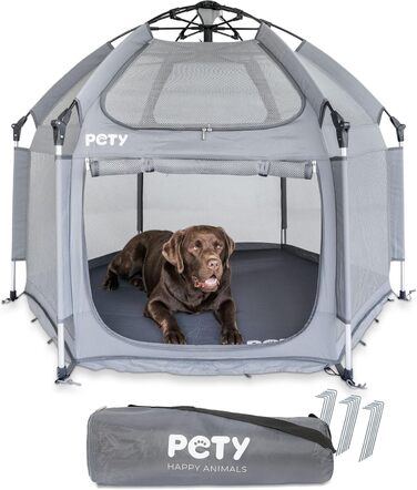 Клітка-вольєр для собак Pety - 150 x 100 см, портативна, з сумкою та кілочками - для відпочинку на природі та вдома, аксесуари для подорожей з собакою - антрацит