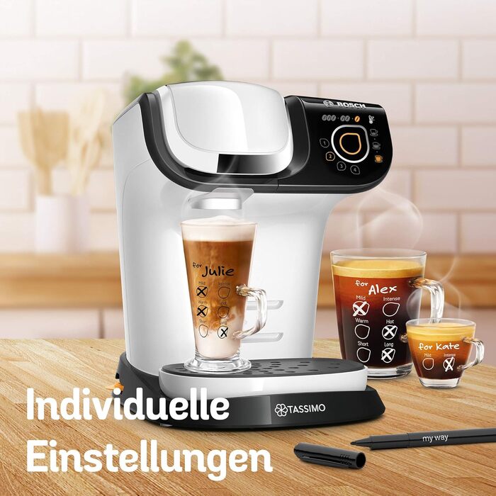 Кавомашина Tassimo My Way 2 TAS6502 з фільтром для води, 70+ напоїв, персоналізація, 1500 Вт (біла)