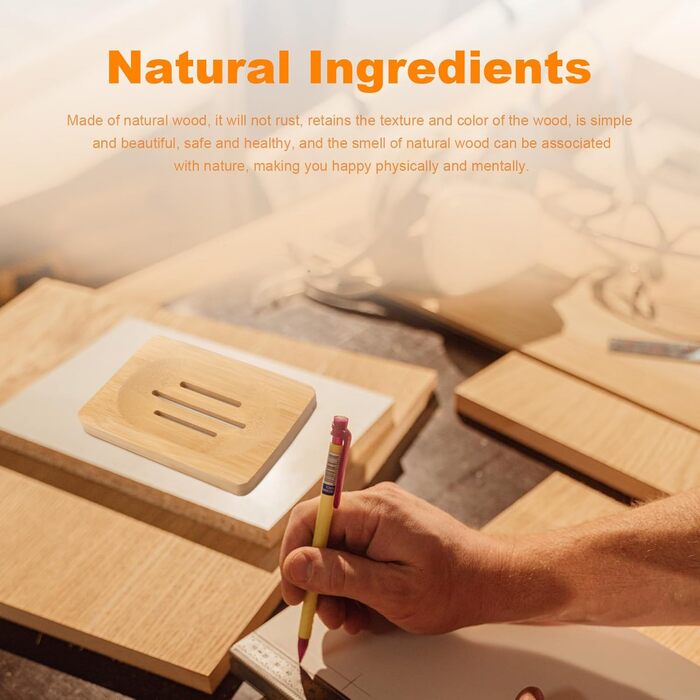 Набір з 3 дерев'яних підставок для мила 0XBIT з піддоном та антиковзною підкладкою для ванної та кухні