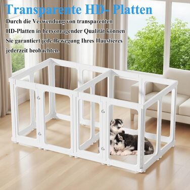 Кіяниця для цуценят SISKEYCOOC 60см з акрилового пластику, прозора, з дверцятами, для собак середніх та маленьких порід, легка у догляді, для дому (10 шт.), білий колір, 60см висота