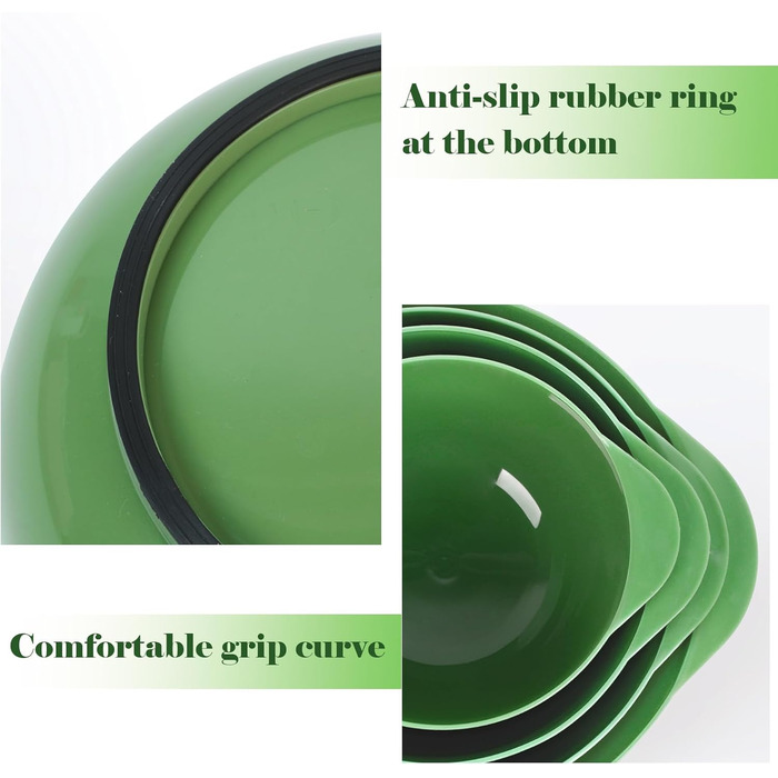 Набір мисок для змішування BoxedHome (4 шт.) - зелений, з нержавіючої сталі, з антиковзним покриттям, для салатів та сервірування