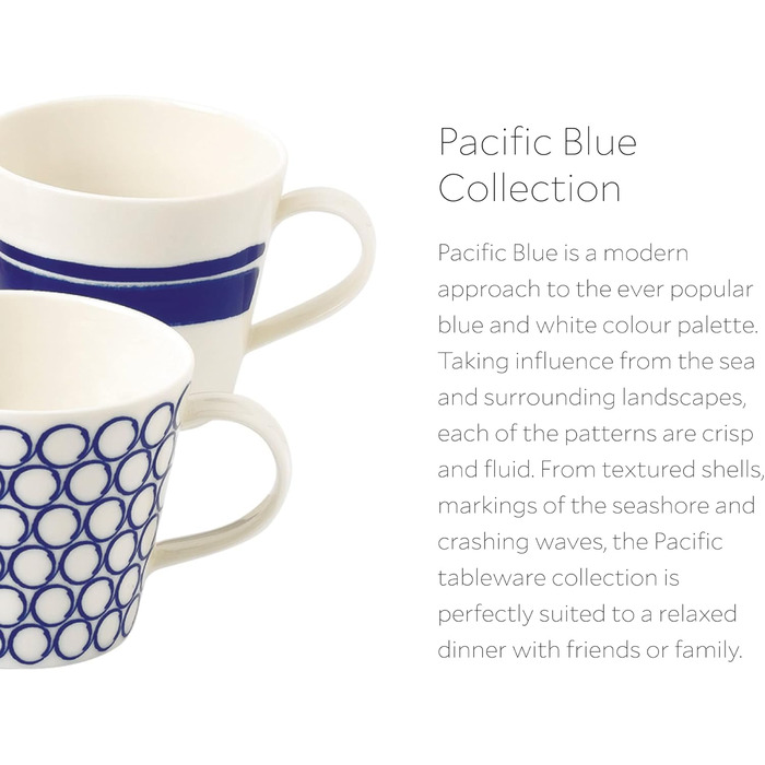 Royal Doulton Pacific 9 cm Porcelain Pacific Cups, 6 Pieces, Blue, 13.72 cm, 6