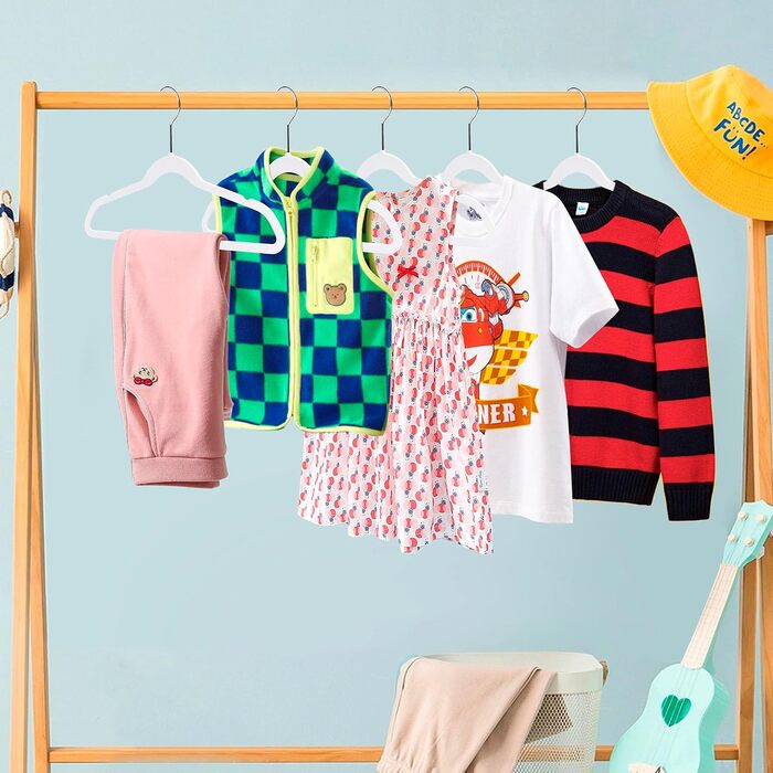 Дитячі пластикові вішалки для одягу Quality Hangers, компактні плічики з поворотним гачком для сорочок та суконь, білі, 35 см, 30 шт.