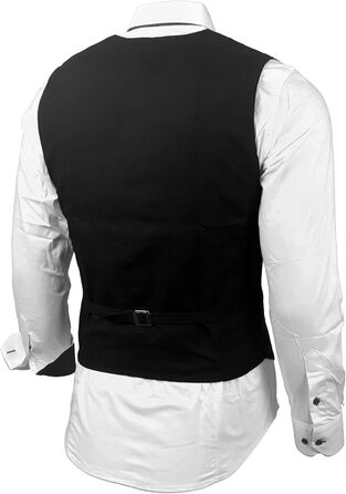 Чоловічий костюм трійка: жилет, сорочка, краватка Slim Fit, біло-чорний, B-101 M