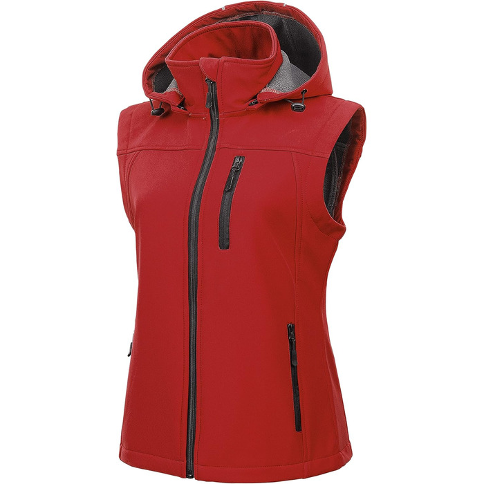 Жіноча софтшеллова жилетка CREATMO, вітрозахисна, з капюшоном (XS, Червоний)