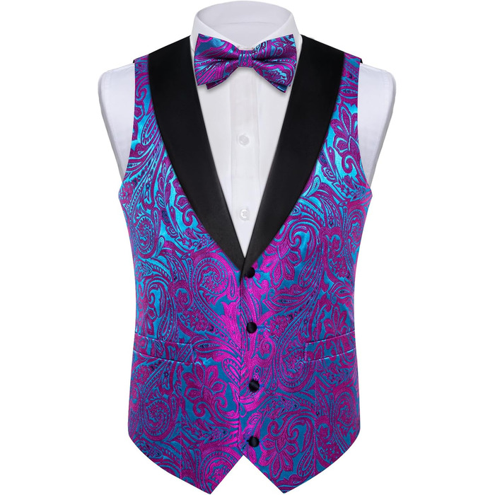 Жилет чоловічий DiBanGu з краваткою та хустинкою в паваподібному стилі, ґудзики, S-3XL, блакитний/фіолетовий