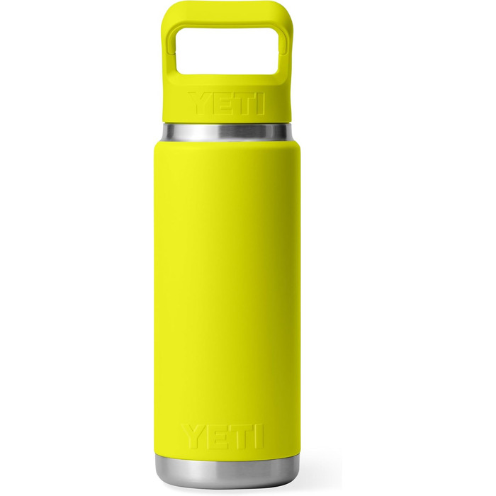 YETI Rambler C Drink Straw Bottle, vacuum-insulated stainless steel bottle with straw lid, 26 oz (769 ml) (Firefly Yellow)