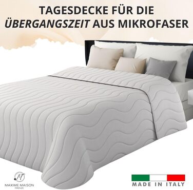 Плед для ліжка 240x260 см, двосторонній дизайн, осінь/весна (100 г/м²), стеганий, з м'якої мікрофібри, Made in Italy (білий)