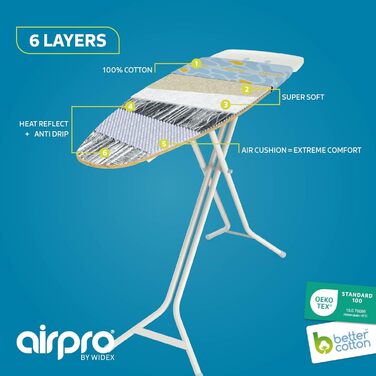 Покриття для прасувальної дошки 6-шарове для парогенератора, розмір XL, універсальне, 125x50 см, без води під дощею, прасування на 50% швидше, Made in Europe, Flagstones Lila XL