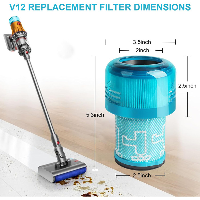 Фільтри для пилососа Dyson V11/V15 (3 шт) - Waitley, сумісні з SV14, SV17, SV22 Detect Animal, Absolute, Extra, Pro, Torque Drive (#970013-02, V12)