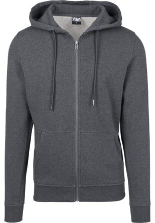 Чоловіча базова толстовка-худі Urban Classics Basic Zip Hoody на блискавці, колір Charcoal (темно-сірий)