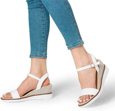 Босоніжки жіночі DREAM PAIRS на танкетці, білі, розмір 38 EU - літні класичні сандалі