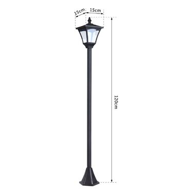 Outsunny 1.2m Solar Lights for Outdoors, 10 Lumens, Solar Garden Lantern, Pathway Lights Garden, Black