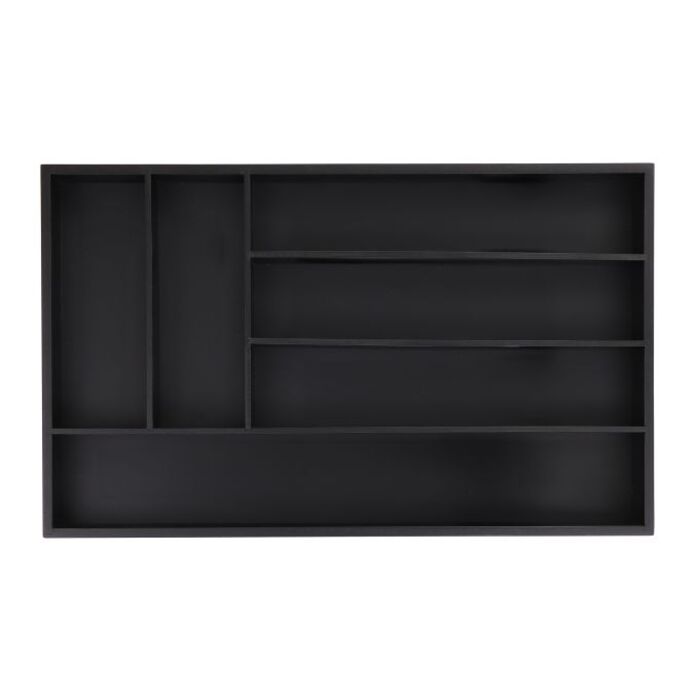Relaxdays Black Cutlery Box with 6 Compartments