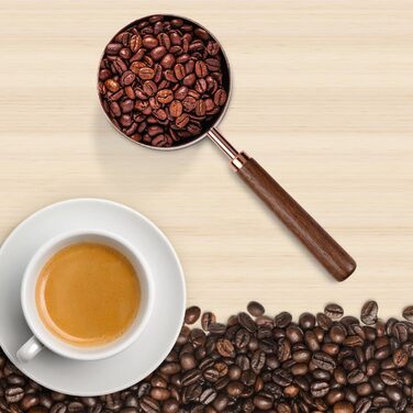 Набір мірних ложок мідних (4 шт.) з дерев'яною ручкою для кави, кухні, випічки 60/80/125/250 мл Akazie (Золото)