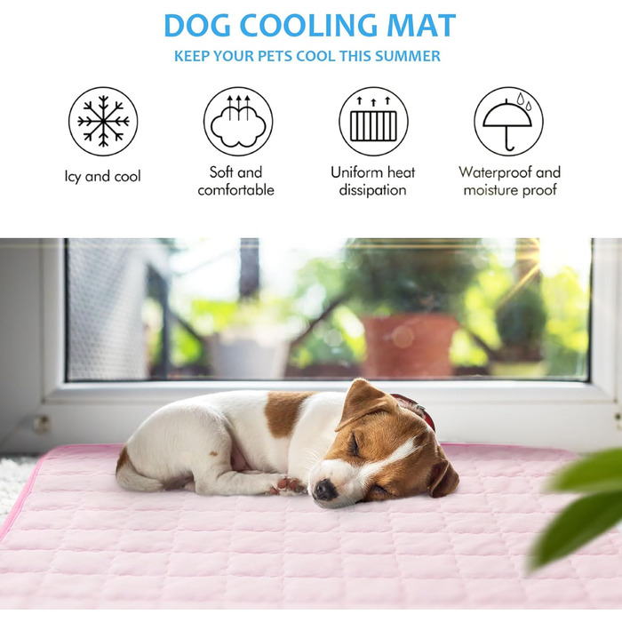 Кühlmatte für Hunde Pet Dog Cooling Mat Sommer Selbstkühlende Matte Hunde Katzen Haustier Kühlmatte Natürlich Eisbär (M-70x50cm, rosa)