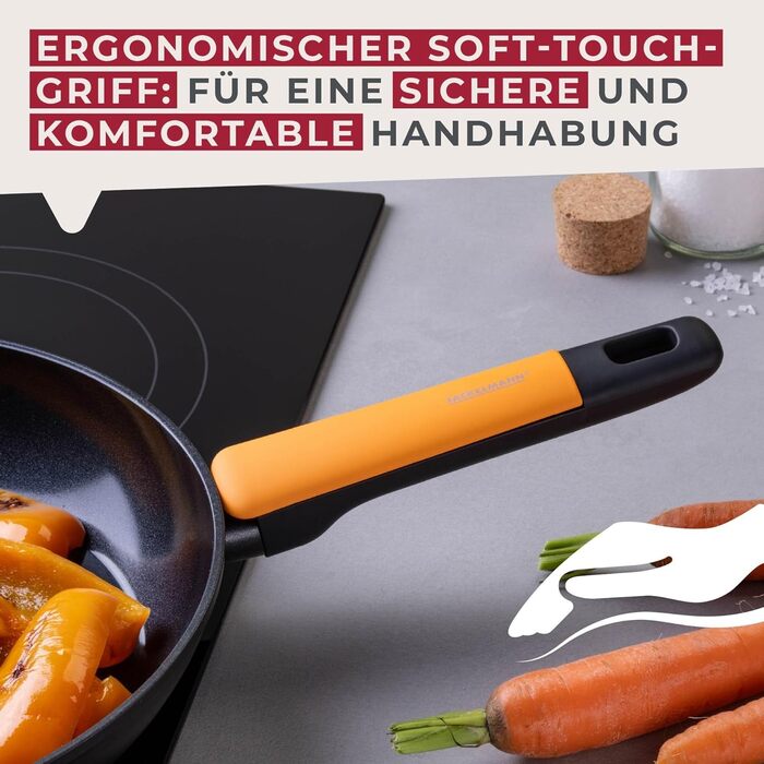 Вок Fackelmann Soft 28 см з керамічним покриттям Greblon CK2, алюмінієвий, з м'якою ручкою