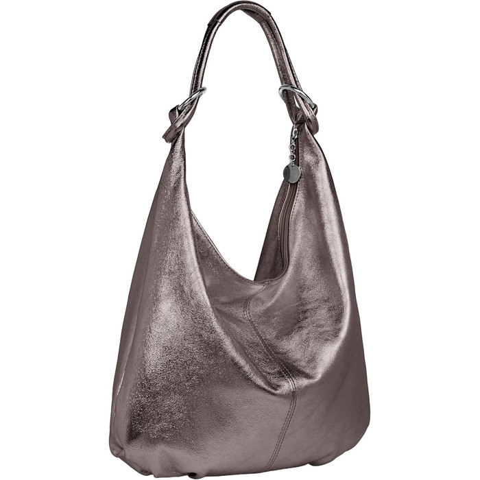 Сумка жіноча Caspar Vintage з велюрової шкіри - Італія (Taupe Metallic) - Модель 617
