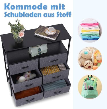 LYNCOHOME Chest of Drawers with Fabric Drawers, Sideboard Entryway Cabinet with 6 Fabric Drawers and Compartments, Drawer Unit Storage Furniture for Kitchen, Office, Bedroom (Gray)