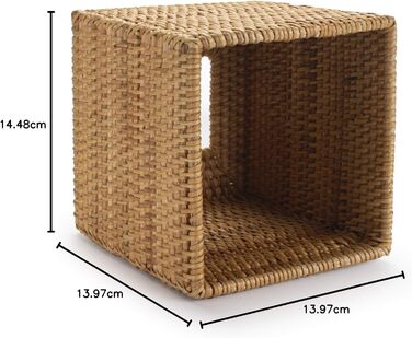 Rattan Cosmetic Tissue Box, Decorative Woven Tissue Holder, Napkin Dispenser for Bathroom/Kitchen/Office, 14.5 x 14.5 x 14.5 cm