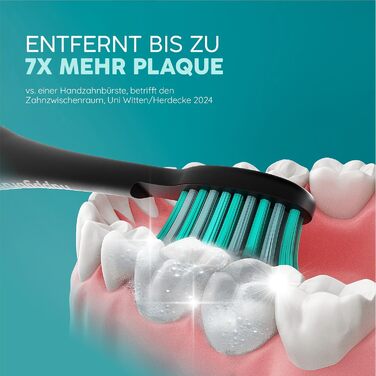 Електрична звукова зубна щітка happybrush® Eco Vibe 3 - Чорний колір - Набір з 4 насадок - Тестовий лідер - 100 днів тестування