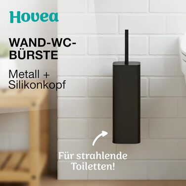 Настінна щітка для унітазу Klobürste Wandmontage чорного кольору: силіконова щітка з металом, без свердління, кріплення на стіну за допомогою наклейки або шурупа, тримач для щітки WC3680