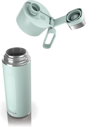 Ninja Thirsti Water Bottle/Thermo Cup to go, 700ml, leak-proof lid, for carbonated, hot & cold drinks, triple-insulated travel mug, stainless steel bottle, Mint, DW2401EUUKMT