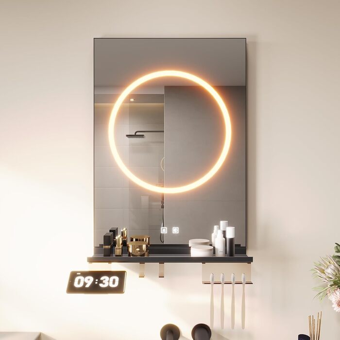 Дзеркало для ванної кімнати SONNI з підсвічуванням 60x40 см, LED, IP44, білий