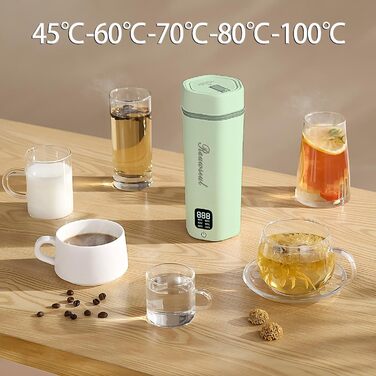 Електричний чайник Glas Elektrisch Wasserkocher 0,6L 500W з регулюванням температури 40-75°C, таймером, сенсорним керуванням, BPA-free, компактний для дому/кемпінгу, підходить для чаю/кави, білий (Grün Pro)