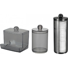 Набір ватних паличок PUTOAHAO 3 шт. з контейнером для зберігання, органайзер для косметичного столика, чорний