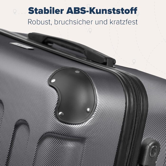 Валіза ручної поклажі TRVLMORE 54x36x20 см - жорсткий корпус, з колесами, сірий (колекція 3 шт.)