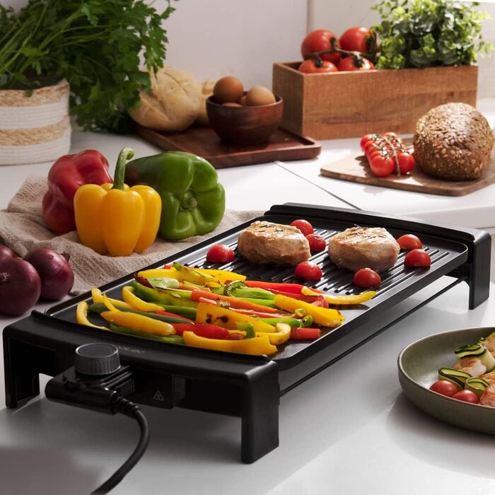 Електричний гриль Cecotec Tasty & Grill 3000 RockWater, 2600 Вт, покриття RockStone, терморегулятор, знімні деталі, чорний