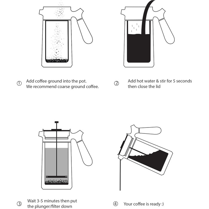 HEEMBURG French Coffee Press 1L - High-quality stainless steel thermal coffee maker | Double-walled insulated coffee press for perfect coffee & tea