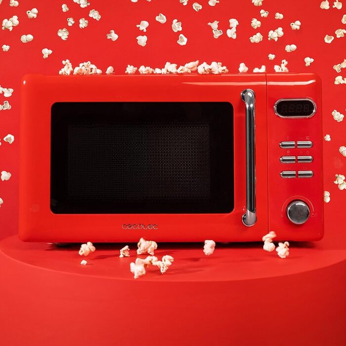Мікрохвильова піч Cecotec Digitale Proclean 5110: 20 л, ретро-дизайн, 700 Вт, 8 програм, таймер 60 хв, червоний колір, функція грилю та розморожування