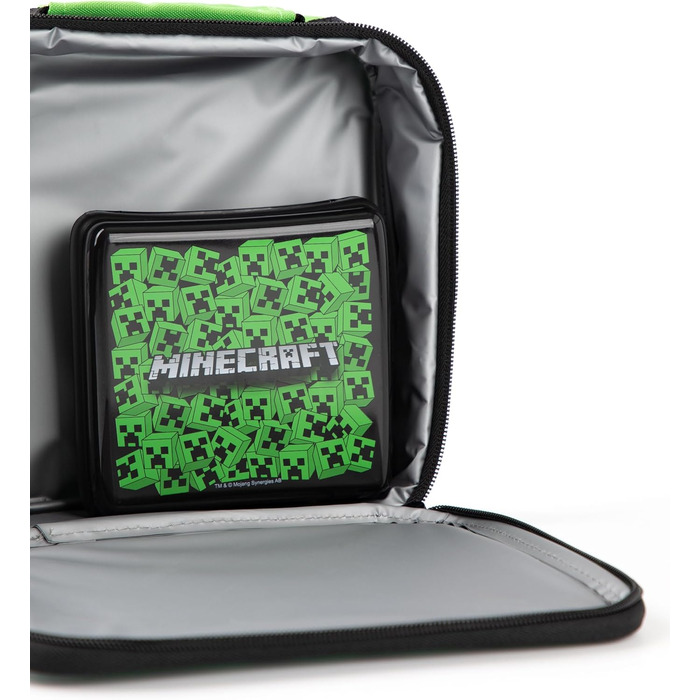 Набір ланч Minecraft Creeper: ланчбокс, пляшка та контейнер для перекусу. Ідеальний подарунок для хлопчиків-геймерів. Темно-зелений.