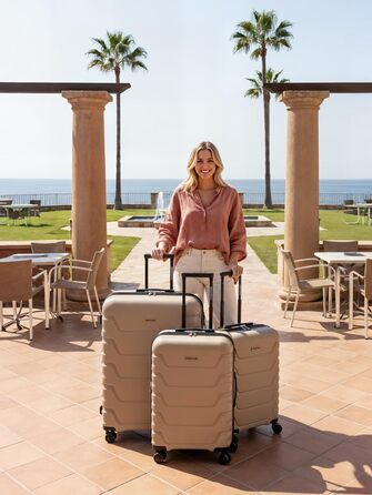 Набір валіз SMARTBOX Hartschalen 3 шт. | Розширюваний, з TSA-замком, з поліпропілену | Beige (Edition 01)