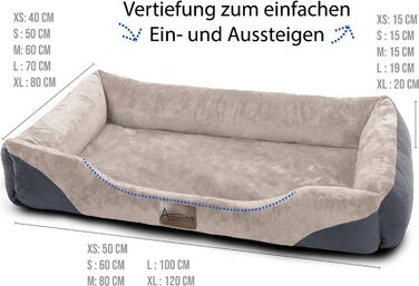 Крісло-ліжко для собак - м'яке ліжко-кошик з високим бортиком, 40x50 см, бежеве