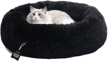 Dog Bed for Medium-Sized Dogs [with Washable Cover] - Dog Basket, Cat Bed, Dog Sleeping Place & Furniture, Long Dog Basket, Dog Bed, 80 cm Diameter (L 60 x W 60 x H 17 cm, Black)