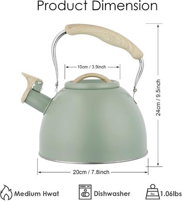 Свисток-чайник для індукційних плит, 3 л, нержавіюча сталь. Підходить для газових, індукційних та електричних плит