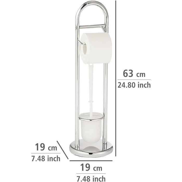 Набір для туалету WENKO Siena: підставка для туалетного паперу та щітки, сталева, білий глянцевий (19 x 63 см)