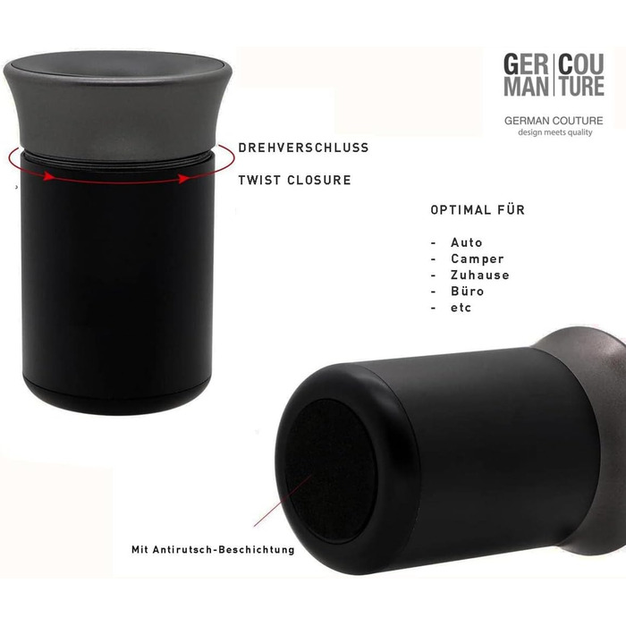 GC German Couture Stickbecher Auto-Aschenbecher compatible with IQOS ILUMA PRIME TEREA Sticks & Heets Sticks + Glo Hyper Pro Air neo Sticks Accessories & for PLOOM, black/grey