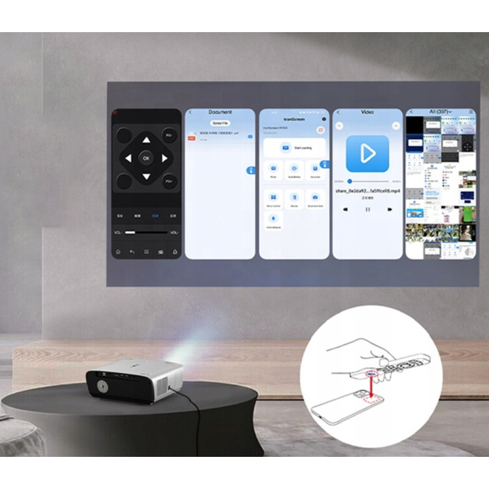 LED-проектор Heelly з Android TV 11 та Google, сірий