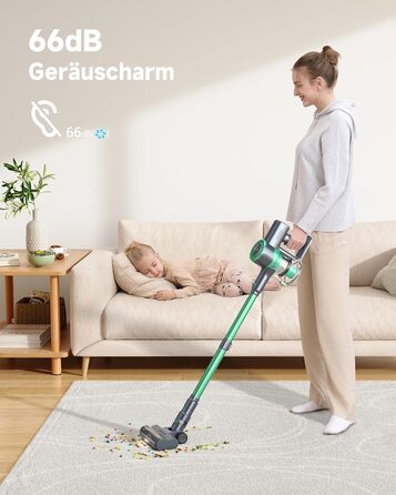 Бездротовий пилосос MIUZZY M241 30000Pa з акумулятором, 50 хв роботи, LED дисплей, для твердих поверхонь, килимів, шерсті тварин, зелений