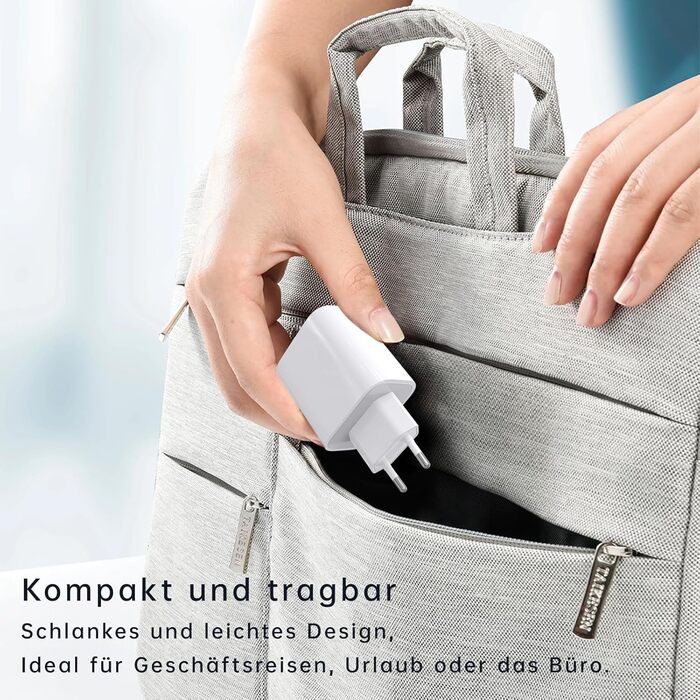 Зарядний пристрій USB-C 65W 3-порти, мережевий адаптер PD для MacBook Pro/Air, iPhone 16/15/14/13, iPad, Samsung S24, Pixel (Білий)