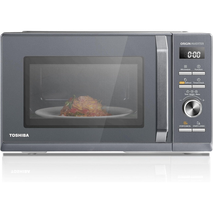 Мікрохвильова піч Toshiba MW3-AG25PFI(MG) з грилем та функцією духовки - 25L, 900W Inverter, 1100W Grill, вбудована, цифрова, 57dB, Chef-Abtauung, сірий колір Morandi, 25L, гриль, інвертор