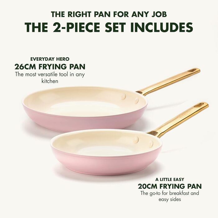Набір сковорідок GreenPan Reserve з керамічним антипригарним покриттям (20 та 26 см), індукційні, для духовки, без PFAS, золотий ручка, блакитний & рожевий (для мами)