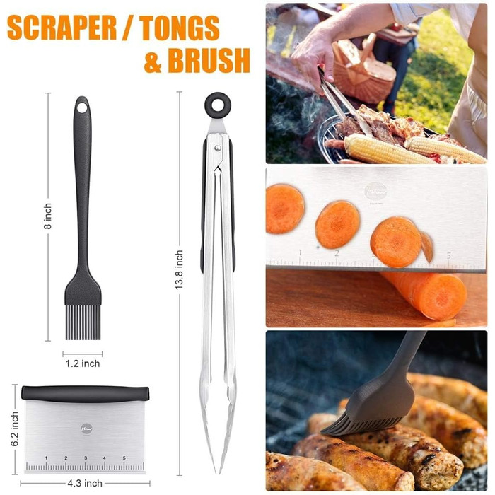 Набір для гриля Huolewa, нержавіюча сталь, 9 предметів: лопатки, щітки, турнери, сумка. Професійний аксесуар для BBQ, тепаньякі та кемпінгу