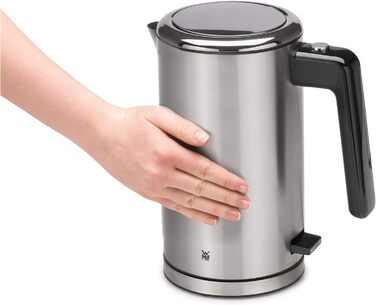 WMF Lono Double-Walled Stainless Steel 1.3L Electric Kettle with Scale Filter, 2400 Watts, Safety Touch, Matte Stainless Steel Single